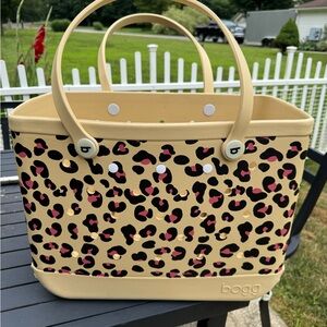 BOGG BAG Tan Leopard Print Tote